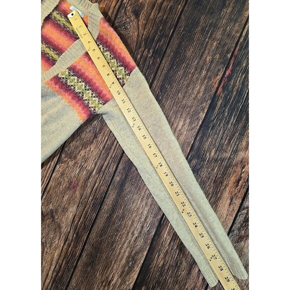 Gap Lamb's Wool Blend Fair Isle Sweater Long V-Neck Colorful Cardigan Women's S - Picture 7 of 12